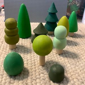 Wooden Forest, 10 Pieces of Wooden Trees Waldorf Toy